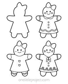 three paper dolls with different shapes and sizes