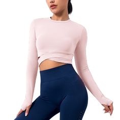 Athleisure Tops For Pilates With Snug Fit, Athleisure Snug Fit Tops For Pilates, Pink Compression Workout Top, Breathable Tops For Pilates, Fitted Pink Tops With Thumbholes, Fitted Pink Top With Thumbholes, Pink Compression Athleisure Tops, Pink High Stretch Gym Tops, Pink Compression Moisture-wicking Tops