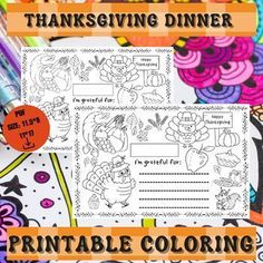 thanksgiving dinner printable coloring pages for kids