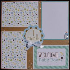 a welcome baby boy card made with scrapbook paper