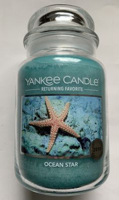 an ocean star scented candle in a glass jar