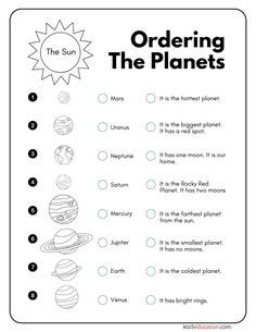 the solar system worksheet for kids to learn how to read and understand planets