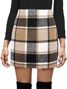 Skirts For Work, School Skirts, Plaid Print Skirt, Short Pencil Skirt, Skirt Bodycon, Casual Weekend Outfit, Bodycon Pencil Skirt, School Skirt, Office Wear Women