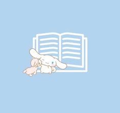 an image of a book with a stuffed animal in it's lap on a blue background