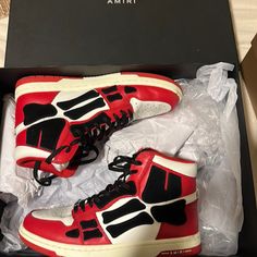 8/10 Condition Red Amiri Shoes, Amiri Pink Sneakers, Amiri Shoes, Hi Top, Red White, Red And White, Men's Shoes, Man Shop, 10 Things