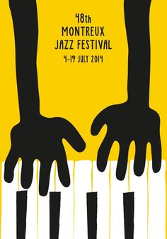 two hands reaching for the keys of a piano keyboard with text reading'18rd montreux jazz festival '