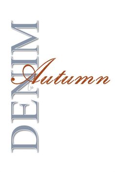 the word autumn is written in red and blue on a white background with an orange border