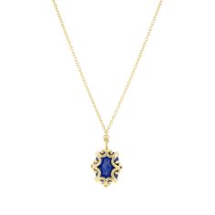 Featuring a cushion cut gemstone measuring approx. 11.0 x 8.5mm, additionally set with four Round Brilliant cut diamonds weighing app. 0.02ctw., suspended from a 16 inch chain, fashioned in 18k yellow or white gold. Contemporary. Elegant Cabochon Sapphire Jewelry, Elegant Sapphire Cabochon Jewelry, Fine Jewelry With Sapphire And Single Cut Diamonds, Elegant Cushion Cut Jewelry With Gemstone Accents, Gold Sapphire Cushion Cut Jewelry, Luxury Cushion Cut Necklaces For Gifts, Cushion Cut Sapphire Jewelry In Yellow Gold, Luxury Cushion Cut Gemstone Necklace, Timeless Cushion Cut Gemstone Jewelry