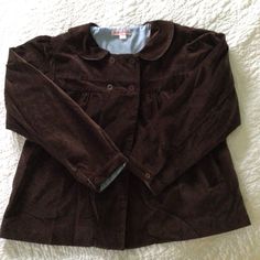 Janine Johnson Girls Brown Velvet Jacket Size 8 Brand New Never Worn Winter Brown Outerwear For School, Cute Fall Outerwear With Buttons, Cute Long Sleeve Outerwear With Buttons, Cute Long Sleeve Outerwear With Button Closure, Winter School Outerwear With Buttons, Buttoned Winter Outerwear For School, Buttoned Outerwear For School In Winter, Cute Fitted Fall Outerwear, Cute School Outerwear With Pockets