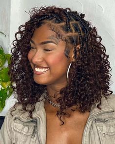 Mini Bob Braids Hairstyles, Bohemian Bob Hairstyles, Cute Bohemian Hairstyles, Boho Braided Bob Hairstyles, Boho Box Braid Bob, Goddess Braids Short Length, Bob Bora Bora Braids, Short Curly Box Braids Hairstyles, Braids Shoulder Length