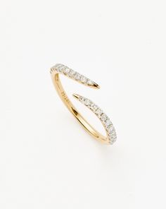 Fine Open Claw Ring | 14k Solid Gold/Diamond. Our Signature Claw Design Reimagined and Refined. Crafted from 100% Recycled 14Ct Solid Yellow Gold, this Sleek Open Ring is a Timeless Style to Invest In. Every Piece in Our Fine Collection is Hallmarked for Authenticity. Metal: 14Ct Recycled Solid Yellow Gold Band Width: 1. 6mm Weight: 1. 45g Diamond Weight: 0. 31Cts Product Code: Fj-G-R1-Di Claw Design, Claw Ring, Diamond Stacking Rings, Solid Gold Band, Ring Stacking, Recycled Metal, Product Introduction, Recycled Gold, Ring Size Guide