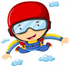 a boy in a red helmet and goggles is flying through the air with his arms outstretched