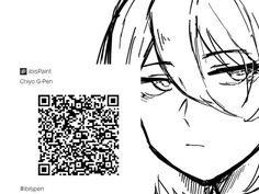 an anime character has a qr code on his face