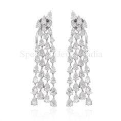 18k White Gold Real H Color SI1 Clarity Pear Diamond Chandelier Earrings 6.05 Ct | eBay Diamond Chandelier Earrings, Diamond Chandelier, Diamond Dangle Earrings, Pear Diamond, Natural Earth, Ear Jewelry, Diamond Clarity, Chandelier Earrings, Stone Color