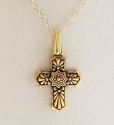 "- Awesome Antique Gold Mexican Talavera Cross Pendant, Necklace, in Gold Plated Pewter with 14K Gold Filled Oval Cable Chain. See Photos #1-3. - Gold Plated Copper Pinch Bail with flair ends. - Cross measures 1 x 3/4\" and drops 1 1/2\" from the Chain. Cross is reversible and has the different but equally pretty look on the back side. See Photo #4. - Chain Length 20\". - 14K Gold Filled Oval Cable Chain. - Closure is with a 14K Gold Plated Pewter Hook & Eye Clasp. See Photo #5. - Give us a Antique Gold Cross Pendant Necklace, Antique Gold Cross Pendant Jewelry, Classic Gold Jewelry With Antique Finish, Antique Gold Cross Jewelry Gift, Antique Gold Cross Jewelry For Gifts, Antique Gold Cross Jewelry As A Gift, Gold Cross Necklace Nickel Free, Talavera Cross, Gold Cross Pendant