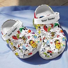 Custom Name Clogs Snoopy Classic Clogs for kids and adults Snoopy Slippers, Snoopy Baby Clothes, Snoopy Cartoon, Crocs Crocband, Crocs Clogs, Bear Stuffed Animal, I Love Lucy, Clogs Shoes, Golden Girls