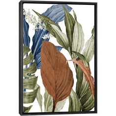 an art print with tropical leaves and flowers