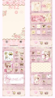 the back side of a pink and white wallpaper with various stickers on it