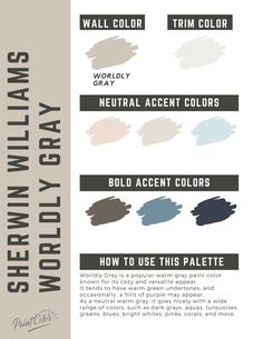 the different shades of paint that are used to create this color scheme for walls and ceilings