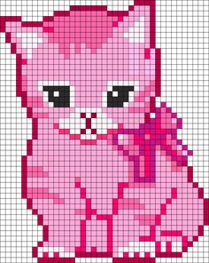 a cross stitch pattern with a pink cat