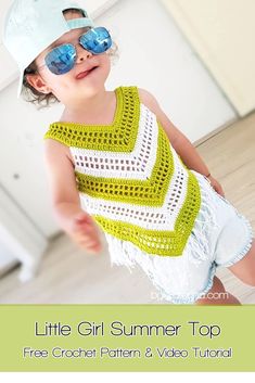 Little Girl Summer Top crochet pattern – ByKaterina Blouse Au Crochet, Vestidos Bebe Crochet, Baby Dress Pattern, Gilet Crochet, Crochet Toddler, Girls Summer Tops, Crochet Clothes For Women, Haken Baby, Crochet Girls