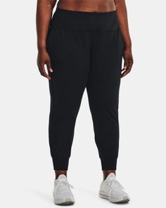 Ultra-soft fabric is breathable & comfortable|4-way stretch material moves better in every direction|Wide, flat waistband|Open hand pockets Black Pants With 5-inch Inseam And Elastic Waistband, Black 4-way Stretch Yoga Pants For Jogging, Sportswear Bottoms With Side Pockets And 4-way Stretch, Black Moisture-wicking Comfort Stretch Joggers, Black 4-way Stretch Functional Joggers, Black 4-way Stretch Joggers For Jogging, Black Activewear With Ribbed Waistband And Tapered Leg, Functional Black 4-way Stretch Joggers, Black Tapered Leg Activewear With Ribbed Waistband