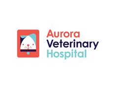 the aurora veterinary hospital logo with an image of a dog on it's phone