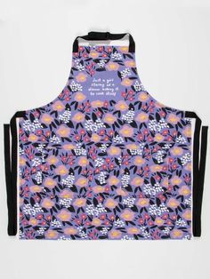 an apron that has flowers on it