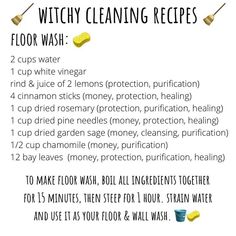 Witch House Cleaning, Cleaning Witchcraft, Witchy Cleaning Tips, Cleaning Spells, Witchy Housekeeping, Witchy Cleaning, Attract Good Things, Cleanse Your Home, Kitchen Witch Recipes