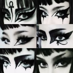 Trad Goth Eyeliner Looks, Cute Gothic Makeup Looks, Goth Substyles, Traditional Goth Makeup, Gothic Makeup Ideas, Grungy Makeup