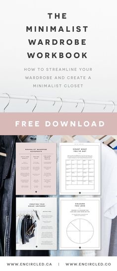 Free printable PDF minimalist wardrobe workbook. Create your dream capsule wardrobe! Boho Chique, Mode Tips