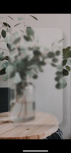 a vase with some plants in it sitting on a table