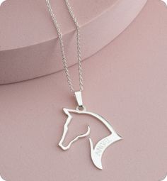 Silver Sterling Silver Jewelry For Shows, Engraved Horseshoe Jewelry Gift, Engraved Horseshoe Jewelry For Gift, Silver Horseshoe Necklace Nickel Free, Horseshoe Shaped Engraved Jewelry Gift, Elegant Necklace With Horse Design As A Gift, Horseshoe Shaped Sterling Silver Necklaces, Personalized Silver Horseshoe Jewelry, Silver Horseshoe Jewelry Gift