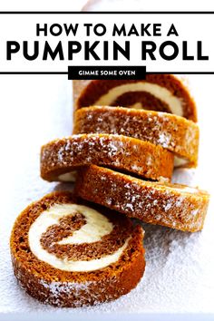 how to make a pumpkin roll with cream cheese filling and cinnamon swirl in the middle