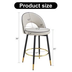 the product size is shown for this bar stool