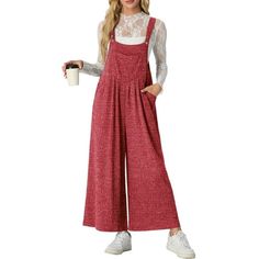 Cueply Women's Fashion Fall Winter Overalls Jumpsuits Casual Sleeveless Wide Leg Long Pants This high-quality fabric ensures superior warmth and comfort in chilly weather. Adjustable suspenders for a personalized fit, stylish wide-leg design, practical pocket layout, and easy maintenance, making them a versatile and appealing choice for women's autumn/winter fashion needs. Stay cozy and chic this fall and winter with our must-have women's warm wide-leg overall pants, designed to effortlessly mat Velvet Overalls, Winter Overalls, Casual Summer Rompers, Jumpsuits Casual, Overall Pants, Jumpsuit Winter, Overalls Casual, Rompers Womens Jumpsuit, Bib Overalls