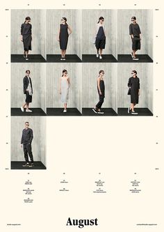 an image of people walking on the runway in different outfits and shoes from august to october