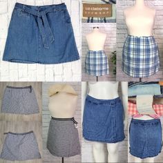 Classic 90s/Y2k Skorts (shorts skirts) different sizes and styles below choose yours in the drop down menu. All are true vintage, sizing may differ from modern sizing, please check measurements and allow room to sit. 1. 90s blue medium denim cotton and spandex blend slight stretch. Front zipper Good condition, they look to have been altered at the crotch seam to fit slightly higher rise. not visible on outside Waist 35 Hip/Butt 45 Rise 13.5 Inseam 5 1/4 Length 19 3. Gingham & Stars Sz 18 90's skort in blue and white gingham with little red embroidered stars. Cotton poly blend no stretch, skirted front and back with front zip in the hidden shorts underneath. Very good condition, unworn Still has tags attached  Vintage size 16 May fit a little small please check measurements and remember to Y2k Style Blue Skort For Spring, Blue Y2k Style Skort For Spring, Blue Y2k Skort For Spring, Blue Cotton Y2k Style Skort, Blue Cotton Y2k Skort, Y2k Style Blue Cotton Skort, Retro Mini Skort With Pockets, Y2k Style Short Skort For Summer, 90s Style Mini Skort For Summer