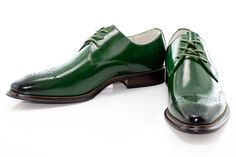 Green Wingtip Derby Lace-Up Elegant Green Leather Shoes With Brogue Detailing, Elegant Green Leather Brogue Shoes, Elegant Green Goodyear Welted Leather Shoes, Elegant Green Leather Shoes With Goodyear Welt, Elegant Green Cap Toe Oxfords, Classic Green Dress Shoes With Brogue Detailing, Green Formal Leather Shoes With Brogue Detailing, Formal Green Leather Shoes With Brogue Detailing, Green Leather Brogue Shoes For Formal Occasions