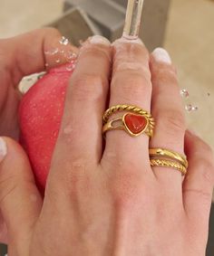 Carnelian Heart Ring | En Route Jewelry Gold Carnelian Gemstone Ring, Gold Rings With Carnelian Gemstone, Gold Carnelian Ring Jewelry, Gold Carnelian Anniversary Rings, Gold Carnelian Ring For Anniversary, Gold Carnelian Ring, Korea Południowa, En Route Jewelry, Chakra Racine