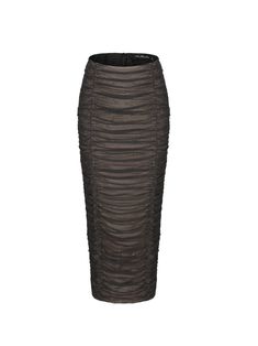 THIS ITEM IS FINAL SALE AND NOT ELIGIBLE FOR A RETURN OR EXCHANGE Valentine's Day's favorite maxi skirt. This beautiful black pleated skirt is lined with flesh-colored mesh to avoid the risk of exposure. It's designed to hug your figure and serve as a staple piece in your closet that you'll reach for again and again. Pleated maxi skirt design Fully lined Hidden back zipper closure Dry clean only Chic Black Mesh Skirt, Elegant Black Ruched Maxi Skirt, Formal Black Ruched Skirt, Black Ruched Maxi Skirt For Evening, Elegant Black Mesh Skirt, Black Sheer Maxi Skirt For Evening, Elegant Black Nylon Skirt, Black Ruched Maxi Skirt For Spring, Black Ruched Skirt For Evening