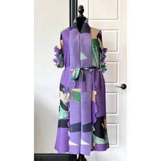 Fits Sizes Up To S - Xxl Belt Included Syle With Flats Or Heels Pleated Dress, Color Purple, Colorful Dresses, V Neck, Womens Dresses, Heels, Purple, Women Shopping, Dresses