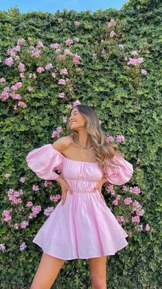 Pose Dress Ideas, Photoshoot In Pink Dress, Poses In A Dress Instagram, Pics In Garden, Pics In Dress, Photography Poses In Dress, Photo Poses Dress, Dress Instagram Pictures, Pink Clothing Aesthetic