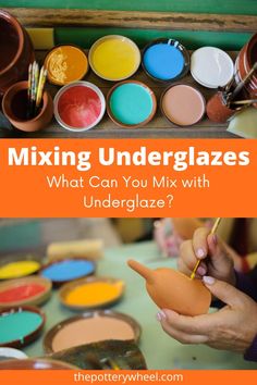 someone is painting with colorful paint and the words mixing underglazes what can you mix with?