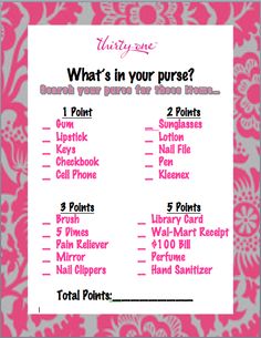 what's in your purse? check out this printable to help you find the perfect bag