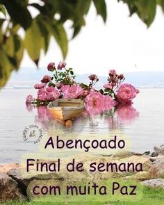 the words are written in spanish and english, along with pink flowers sitting on top of rocks