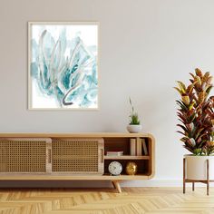 a painting on the wall in a living room