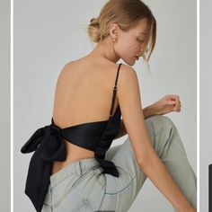 Adjustable Straps And Tie Back Black Tie Back Top For Date Night, Black Tie Back Top For Day Out, Black Tie Back Top For Evening, Black Tie-back Evening Top, Black Tie Back Top For Party, Backless Shirt, Backless Cami Top, Backless Tank Top, Casual Chic Summer