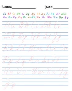 handwriting paper with the words'name date'written in cursive writing on it