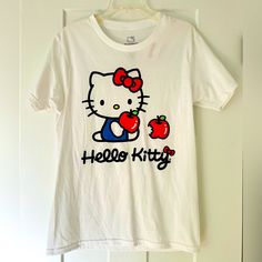 This Fun Hello Kitty White Tee Shirt Was Purchased In The Intimates Section But Could Easily Be Worn As An Everyday Tee. Short Sleeves. 100% Cotton. Nwt Wash Cold, Tumble Dry Low. Fitted Cotton T-shirt With Hello Kitty, Halloween Pajama Pants, White Tee Shirt, Halloween Pajamas, Plus Size Pajamas, Onesie Pajamas, White Tee Shirts, Fleece Pajamas, One Piece Pajamas